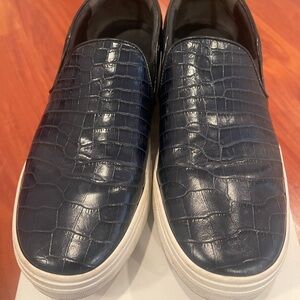 Celine Navy Croc Embossed slip on sneakers size 9.5 (39.5)